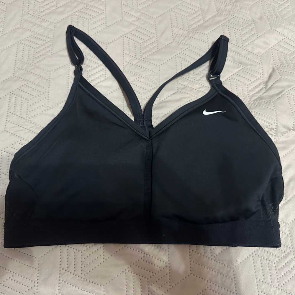 Nike Black Racerback Sports Bra with White Swoosh